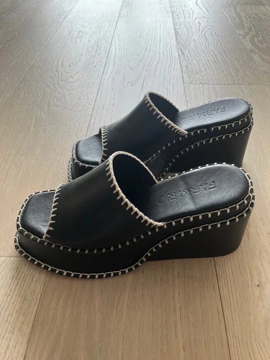 Farm Rio Black Wedge Mule Sandal - Picture 4 of 7